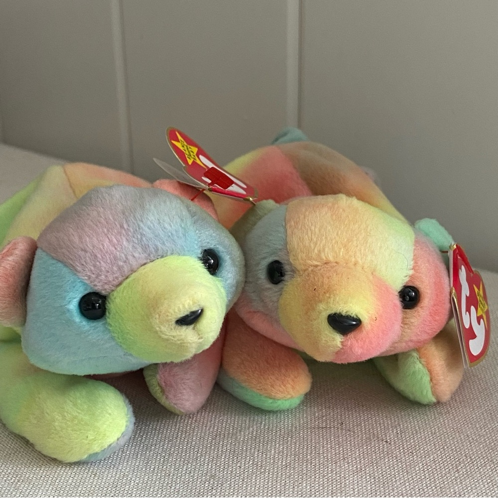 90s Ty Beanie Baby babies Sammy bear plush vintage Sorbet Tie Dye 2 Bear LOT